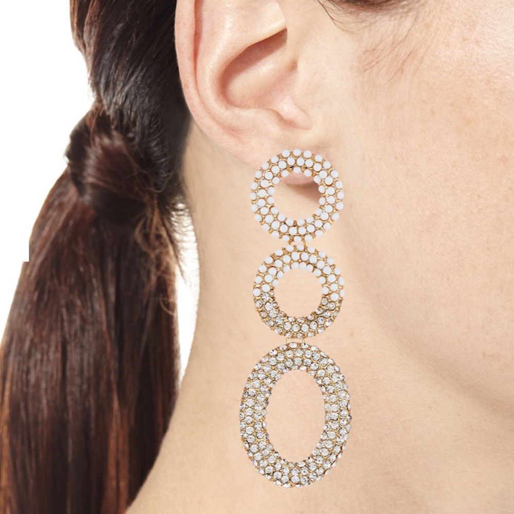 BaubleBar Mini Triple Hoop Drop Earrings - Picture 2 of 2
